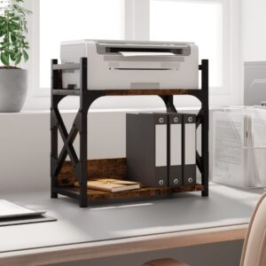 vidaXL printerstativ 40x20x40 cm 2 hylder konstrueret træ røget sonoma