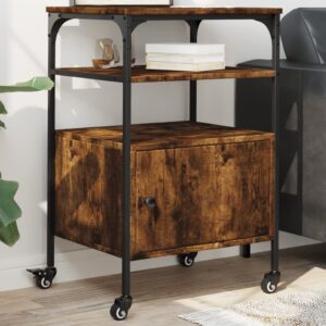 vidaXL printerstativ 50x40x76 cm 3 hylder konstrueret træ røget sonoma