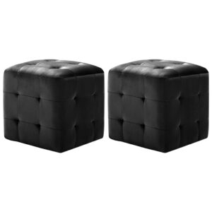 vidaXL puf 2 stk. 30 x 30 x 30 cm fløjlsstof sort