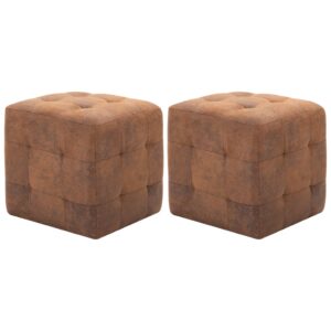 vidaXL puf 2 stk. 30 x 30 x 30 cm imiteret ruskind brun
