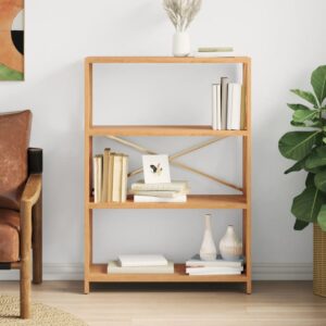 vidaXL reol med 4 hylder 80x30x112 cm massivt egetræ