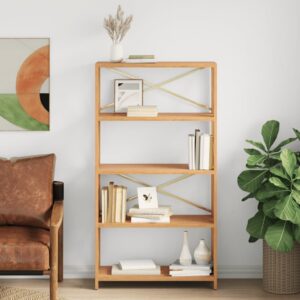 vidaXL reol med 5 hylder 80x30x146 cm massivt egetræ