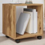 vidaXL rullebord 37x33x42,5 cm konstrueret træ egetræsfarve - Kategori: Egetræshylder til hjemmet 4 vidaXL rullebord 37x33x42,5 cm konstrueret træ egetræsfarve