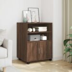 vidaXL rullebord 60x48x81 cm konstrueret træ brun egetræsfarve - Kategori: Egetræshylder til hjemmet 4 vidaXL rullebord 60x48x81 cm konstrueret træ brun egetræsfarve