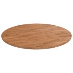 vidaXL rund bordplade Ø70x1,5 cm behandlet massivt egetræ lysebrun
