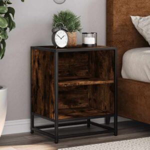 vidaXL sengebord 40x31x50 cm konstrueret træ metal røget egetræsfarve