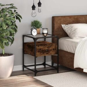 vidaXL sengebord 40x40x55 cm konstrueret træ røget egetræsfarve