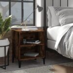 vidaXL sengeborde med metalben 2 stk. 40x30x50 cm røget egetræsfarve - Kategori: Egetræshylder til hjemmet 4 vidaXL sengeborde med metalben 2 stk. 40x30x50 cm røget egetræsfarve