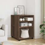 vidaXL sidebord med hjul 55x60x78 cm konstrueret træ brunt egetræ - Kategori: Egetræshylder til hjemmet 4 vidaXL sidebord med hjul 55x60x78 cm konstrueret træ brunt egetræ