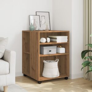 vidaXL sidebord med hjul 55x60x78 cm konstrueret træ egetræsfarve