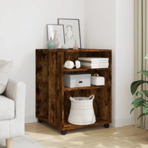 vidaXL sidebord med hjul 55x60x78 cm konstrueret træ røget egetræ