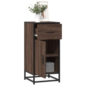 vidaXL skab 35,5x35x76 cm konstrueret træ og metal brun egetræsfarve