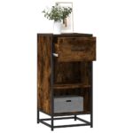vidaXL skab 35,5x35x76 cm konstrueret træ og metal røget egetræsfarve