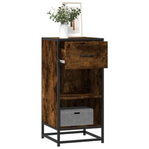 vidaXL skab 35,5x35x76 cm konstrueret træ og metal røget egetræsfarve