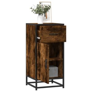vidaXL skab 35,5x35x76 cm konstrueret træ og metal røget egetræsfarve