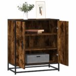 vidaXL skab 68x35x76 cm konstrueret træ og metal røget egetræsfarve