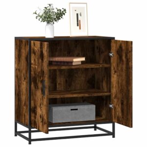 vidaXL skab 68x35x76 cm konstrueret træ og metal røget egetræsfarve