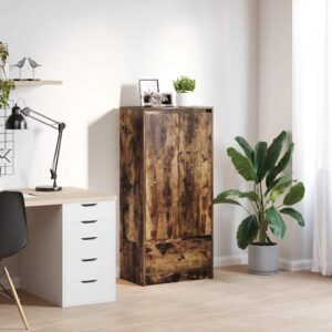 vidaXL skab med skuffe 55,5x34x119,5 cm konstrueret træ røget-eg