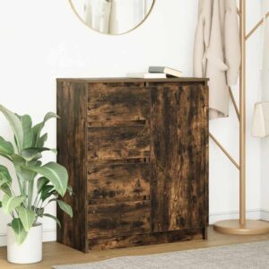 vidaXL skænk med skuffer 71x35x84 cm konstrueret træ røget egetræ