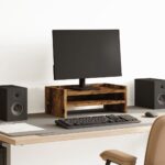 vidaXL skærmstander 42x24x16 cm konstrueret træ røget egetræsfarve - Kategori: Egetræshylder til hjemmet 4 vidaXL skærmstander 42x24x16 cm konstrueret træ røget egetræsfarve
