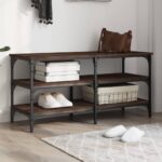vidaXL skobænk 100x38,5x49 cm konstrueret træ brun egetræsfarve