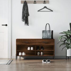 vidaXL skobænk 102x35x55 cm konstrueret træ brun egetræsfarve