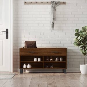 vidaXL skobænk 102x35x55 cm konstrueret træ brun egetræsfarve