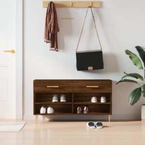 vidaXL skobænk 102x35x55 cm konstrueret træ brun egetræsfarve