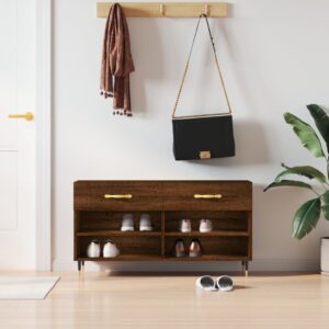 vidaXL skobænk 102x35x55 cm konstrueret træ brun egetræsfarve