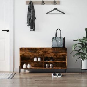vidaXL skobænk 102x35x55 cm konstrueret træ røget egetræsfarve