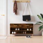 vidaXL skobænk 102x35x55 cm konstrueret træ røget egetræsfarve - Kategori: Egetræshylder til hjemmet 4 vidaXL skobænk 102x35x55 cm konstrueret træ røget egetræsfarve
