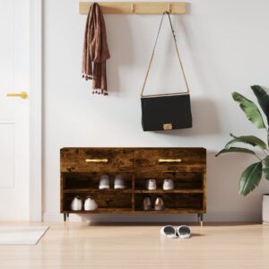 vidaXL skobænk 102x35x55 cm konstrueret træ røget egetræsfarve