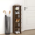 vidaXL skoreol 27,5x27x102 cm konstrueret træ brun egetræsfarve - Kategori: Egetræshylder til hjemmet 4 vidaXL skoreol 27,5x27x102 cm konstrueret træ brun egetræsfarve