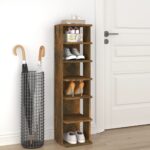 vidaXL skoreol 27,5x27x102 cm konstrueret træ røget egetræsfarve - Kategori: Egetræshylder til hjemmet 4 vidaXL skoreol 27,5x27x102 cm konstrueret træ røget egetræsfarve