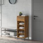 vidaXL skoreol 40x36x105 cm konstrueret træ røget egetræsfarve - Kategori: Egetræshylder til hjemmet 4 vidaXL skoreol 40x36x105 cm konstrueret træ røget egetræsfarve