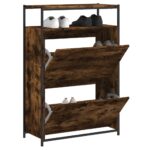 vidaXL skoreol 75x34x112 cm konstrueret træ røget egetræsfarve