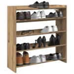 vidaXL skoreol 80x25x81 cm konstrueret træ kunsteg - Kategori: Egetræshylder til hjemmet 4 vidaXL skoreol 80x25x81 cm konstrueret træ kunsteg