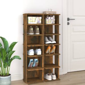 vidaXL skoreoler 2 stk. 27,5x27x102 cm konstrueret træ røget egetræ