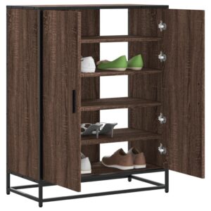 vidaXL skoskab 75x38x97,5 cm konstrueret træ og metal brun egetræ
