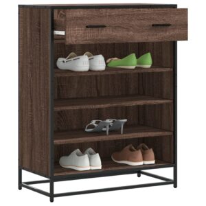 vidaXL skoskab 75x38x97,5 cm konstrueret træ og metal brun egetræ