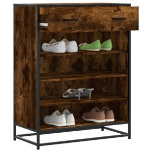 vidaXL skoskab 75x38x97,5 cm konstrueret træ og metal røget egetræ