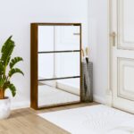 vidaXL skoskab med spejl 3 hylder 63x17x102,5 cm brun egetræsfarve - Kategori: Egetræshylder til hjemmet 4 vidaXL skoskab med spejl 3 hylder 63x17x102,5 cm brun egetræsfarve