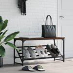vidaXL skostativ 90x30x45 cm konstrueret træ brun egetræsfarve - Kategori: Egetræshylder til hjemmet 4 vidaXL skostativ 90x30x45 cm konstrueret træ brun egetræsfarve