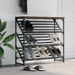 vidaXL skostativ 90x30x85 cm konstrueret træ brun egetræsfarve