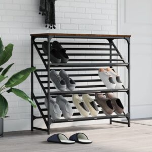 vidaXL skostativ 90x30x85 cm konstrueret træ brun egetræsfarve
