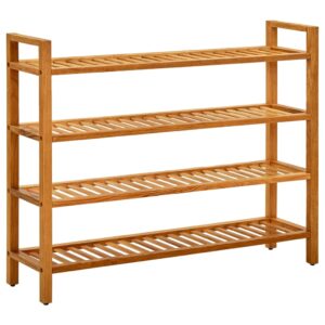 vidaXL skostativ med 4 hylder 100x27x80 cm massivt egetræ