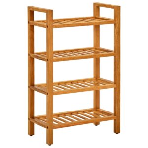 vidaXL skostativ med 4 hylder 50x27x80 cm massivt egetræ