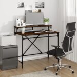 vidaXL skrivebord 100x50x90 cm konstrueret træ og jern brun eg - Kategori: Egetræshylder til hjemmet 4 vidaXL skrivebord 100x50x90 cm konstrueret træ og jern brun eg