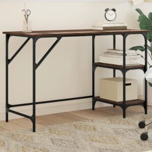 vidaXL skrivebord 120x50x75 cm metal og konstrueret træ brun eg