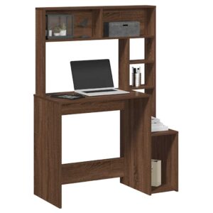 vidaXL skrivebord m. hylder 100x45x140 cm konstrueret træ brun egetræ